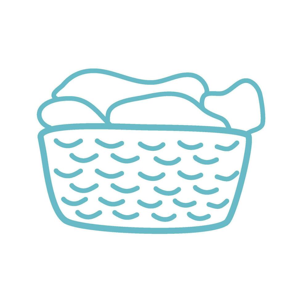 hand drawn clothes in a laundry wooden basket vector