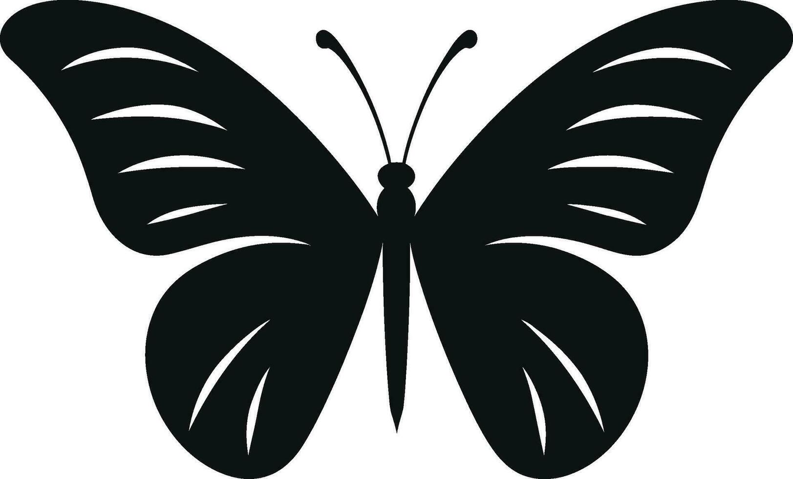 elegancia toma ala mariposa emblema en negro noir belleza en oscuridad monocromo mariposa logo vector