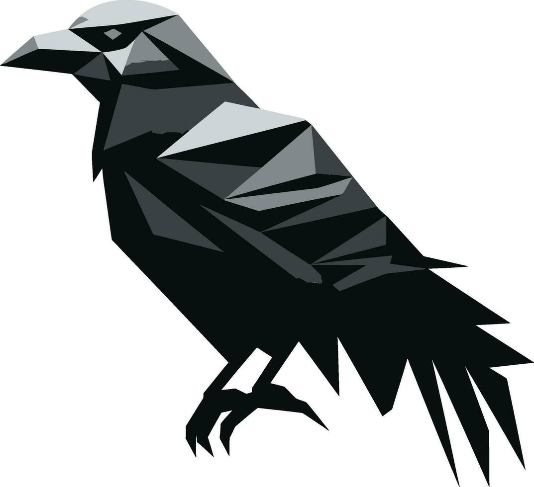 prima cuervo monocromo símbolo intrincado cuervo cresta diseño vector