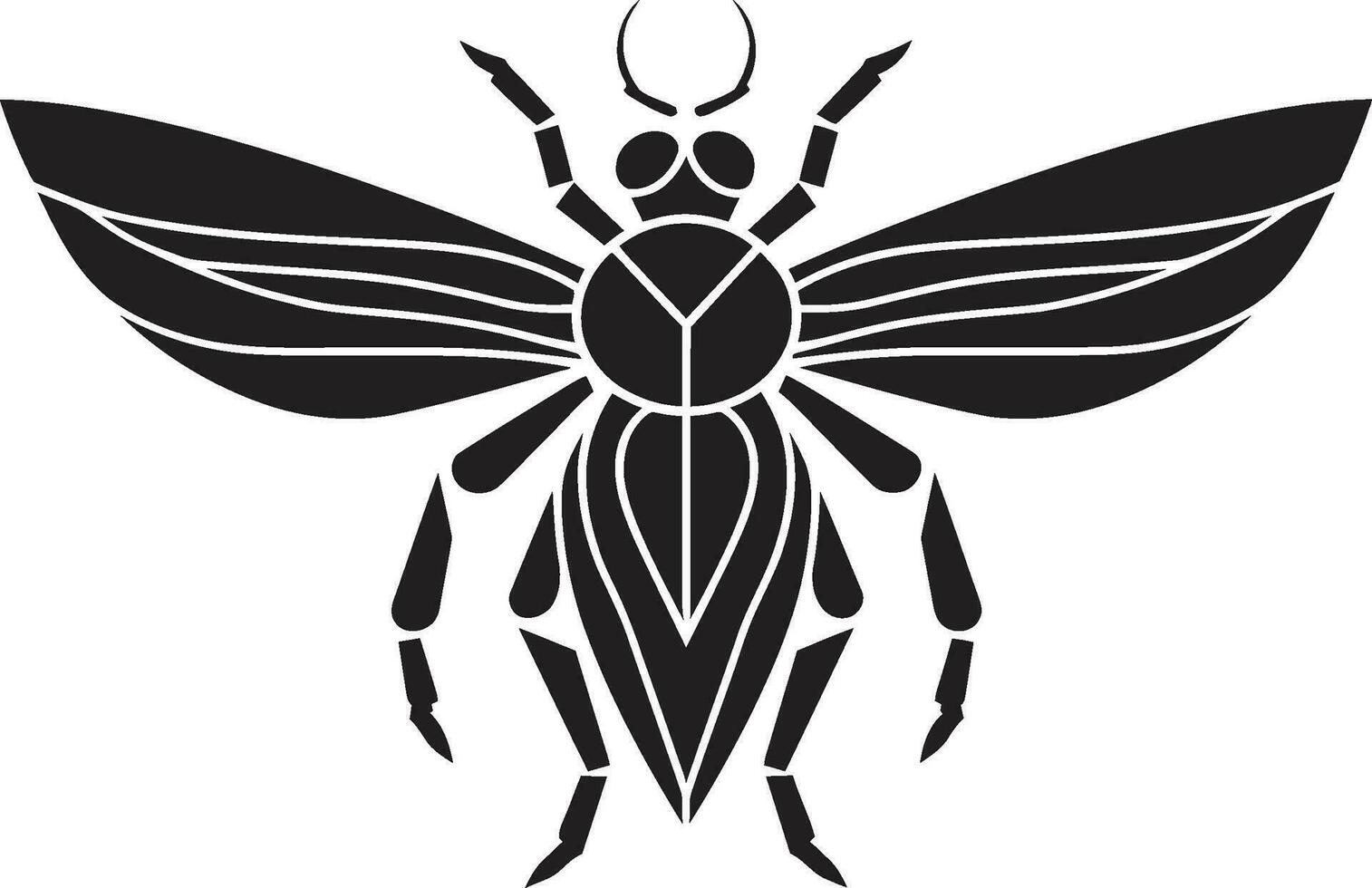 Noir Insect Icon A Modern Ode to Natures Music Intricate Artistry Black Cicada Emblems Detailed Wings vector