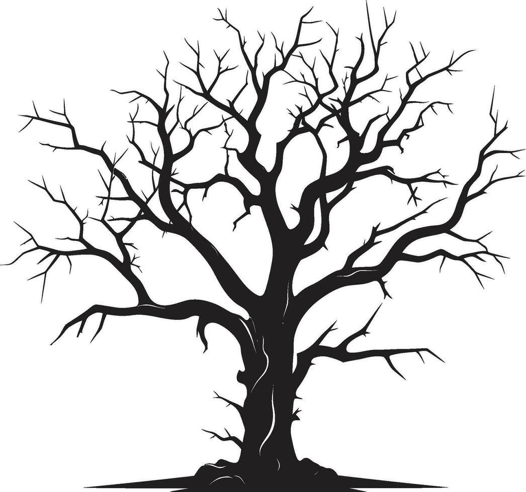 Fading Tranquility Monochrome Farewell to a Dead Tree Shadows of Solitude A Depiction of Natures Decay in Vector