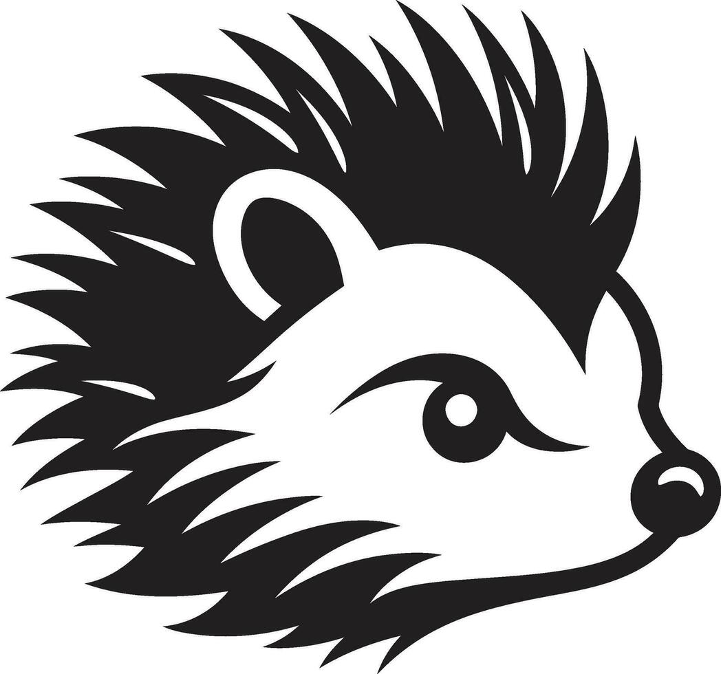 Black Hedgehog Silhouette Elegance Defined Contemporary Defender Mark with Quills vector