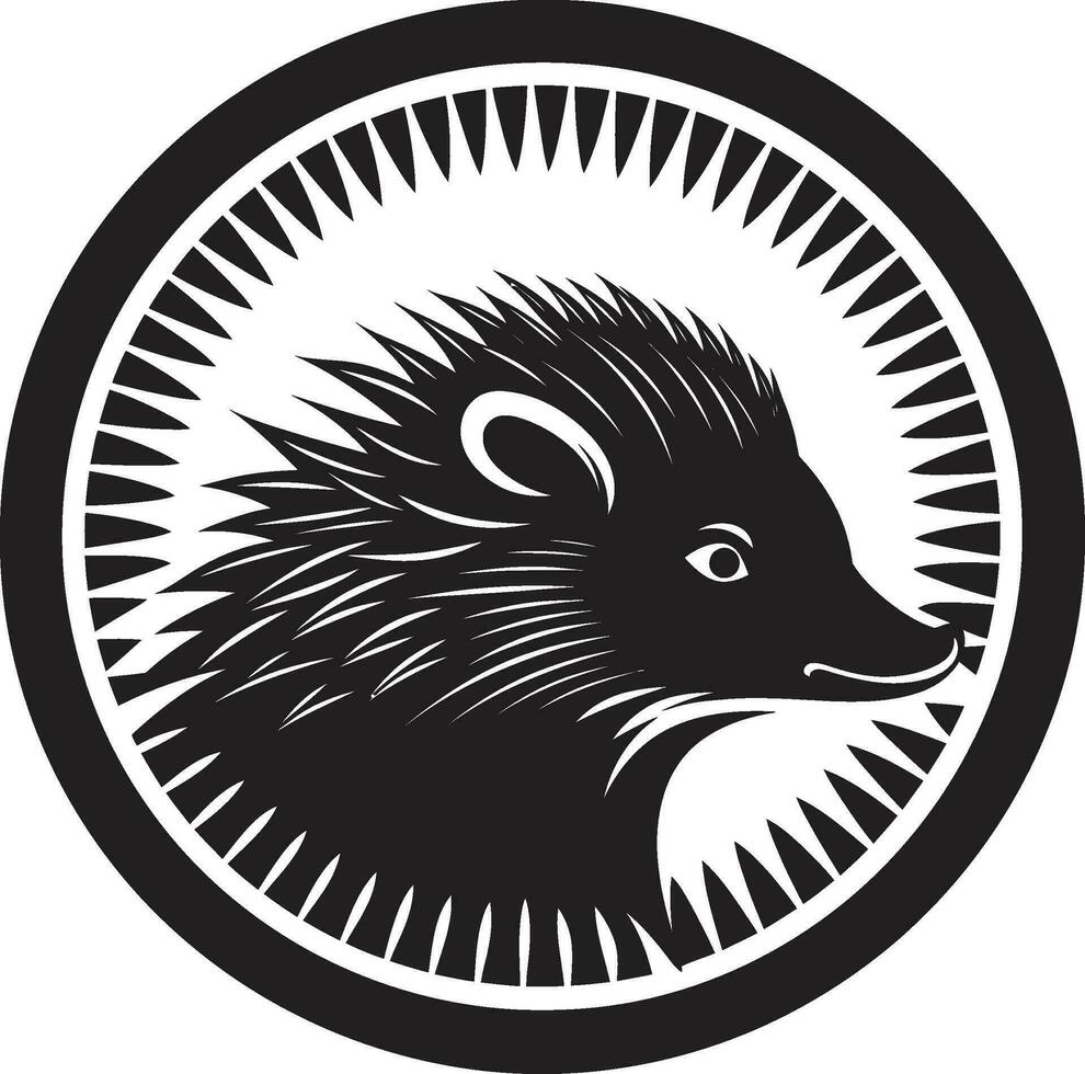 Porcupine Quill Modern Branding Black Porcupine Vector Insignia