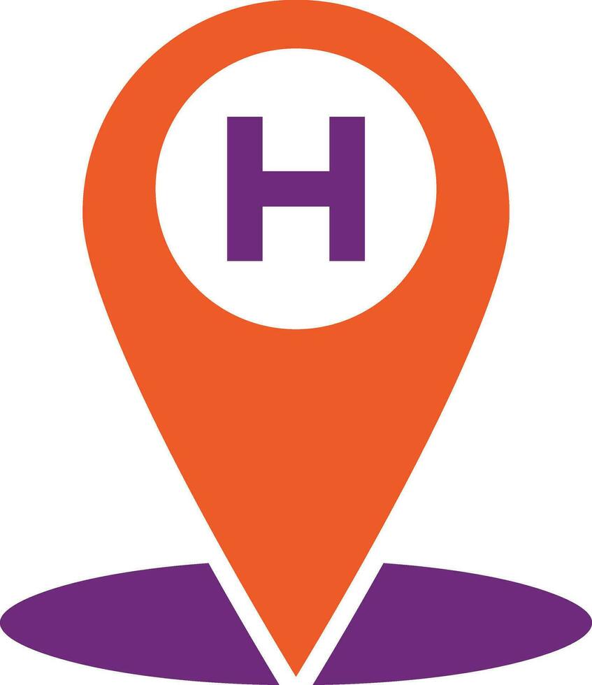 ilustración de diseño de icono de vector de ubicación de hospital