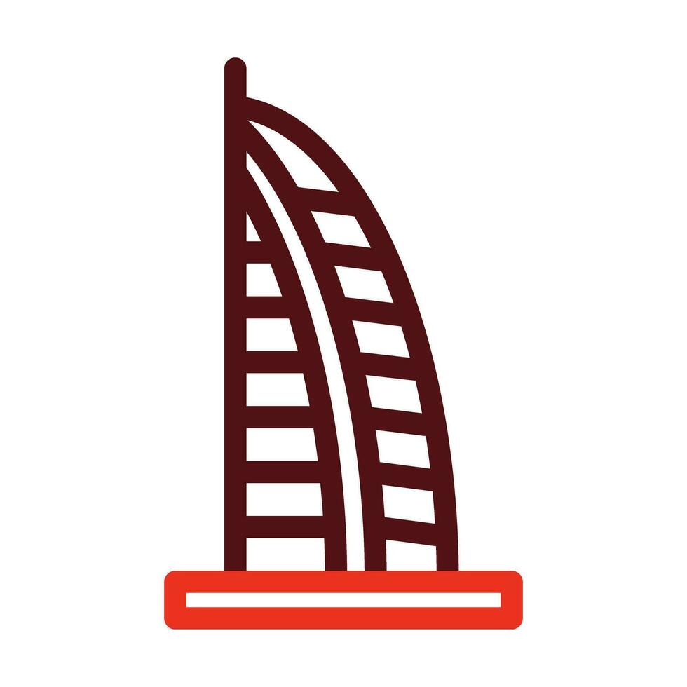 Burj Al Arab Vector Thick Line Two Color Icons For Personal And Commercial Use.