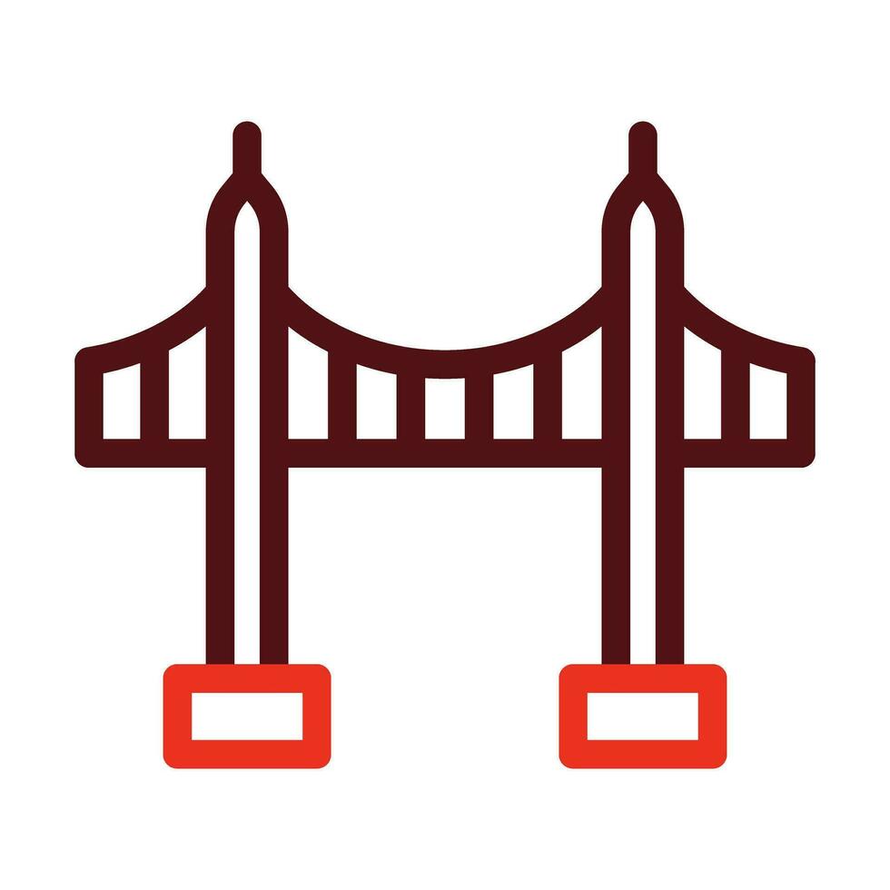 Vincent Thomas Bridge Vector Thick Line Two Color Icons For Personal And Commercial Use.