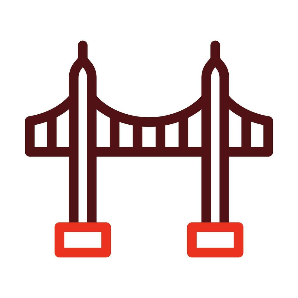 Vincent Thomas Bridge Vector Thick Line Two Color Icons For Personal And Commercial Use.