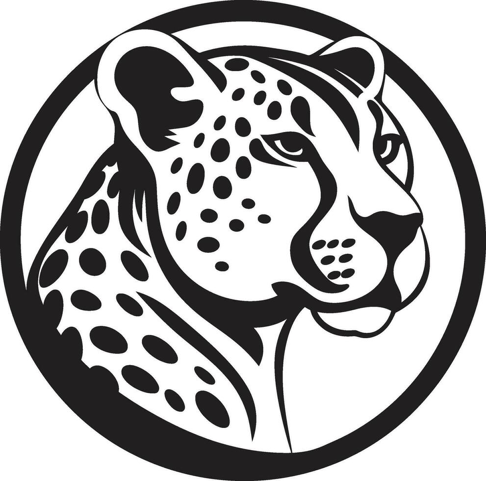 agraciado leopardo cabeza icono geométrico apelación atacando pantera en vector