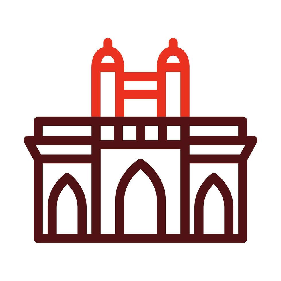 Mumbai Vector Thick Line Two Color Icons For Personal And Commercial Use.