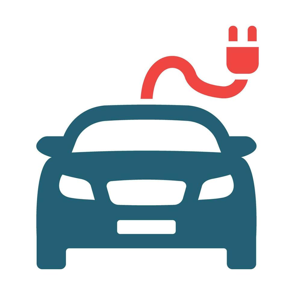 Electric Car Vector Glyph Two Color Icon For Personal And Commercial Use.