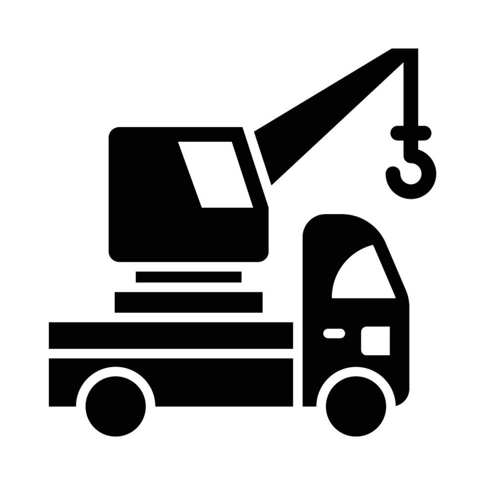 Crane Truck Vector Glyph Icon For Personal And Commercial Use.