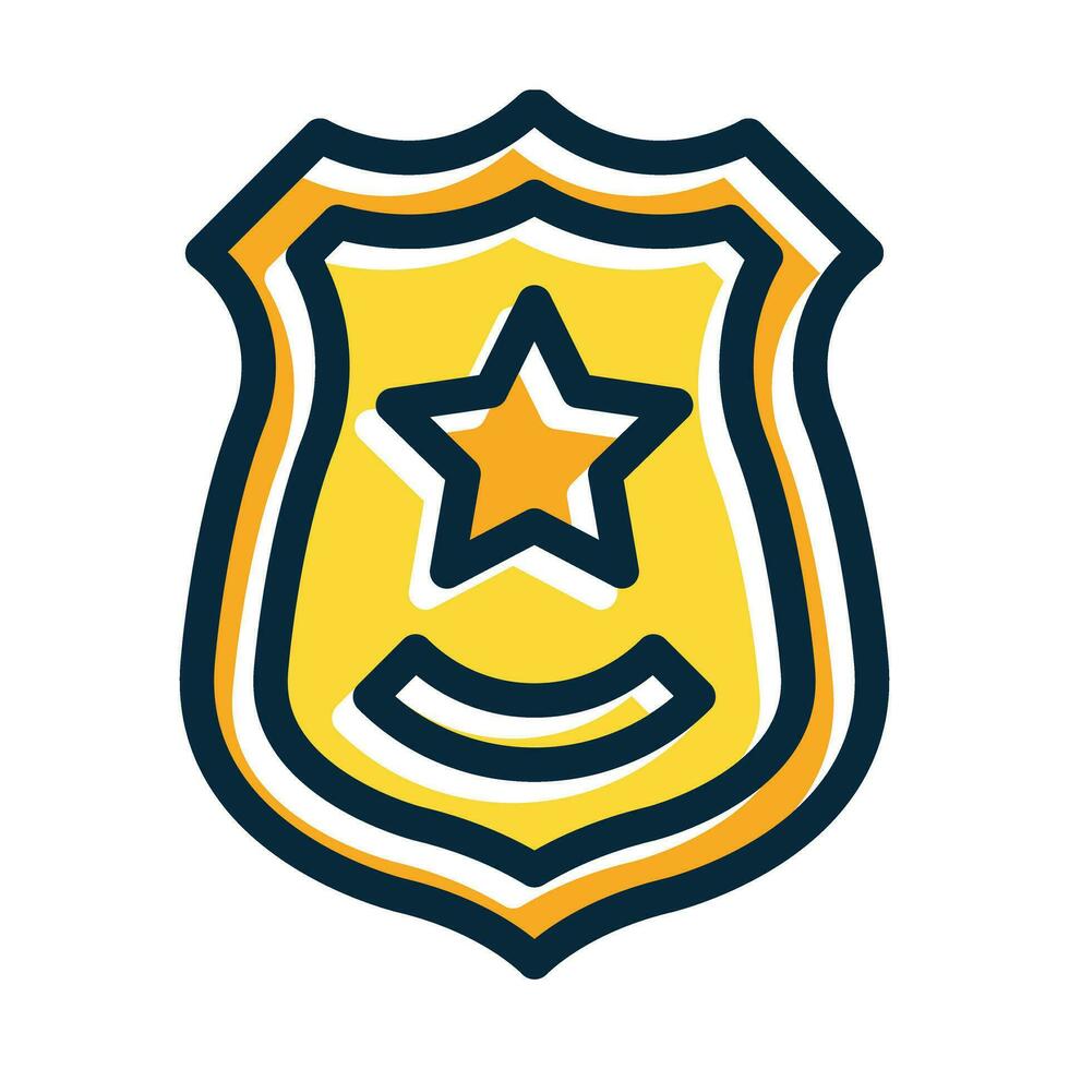 Police Badge Vector Thick Line Filled Dark Colors Icons For Personal And Commercial Use.