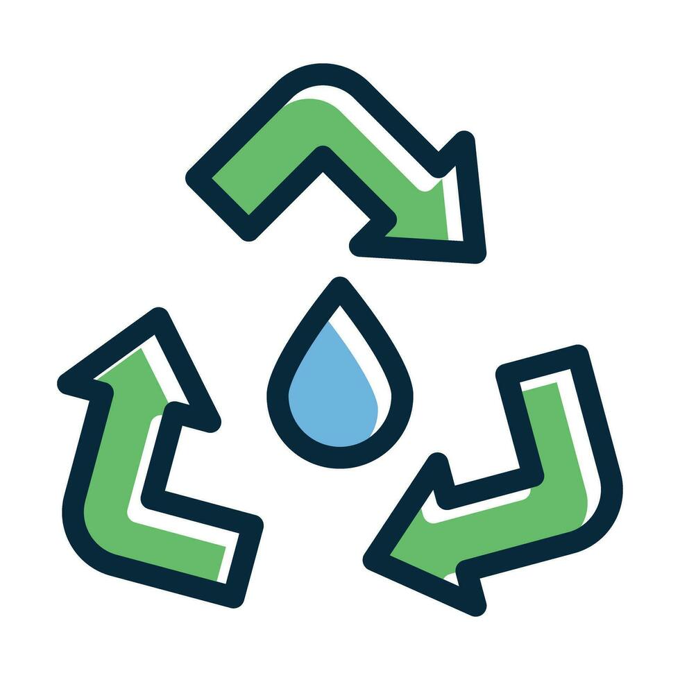 Water Recycle Vector Thick Line Filled Dark Colors Icons For Personal And Commercial Use.