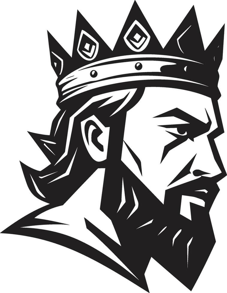 Imposing Sovereign Black Vector Portrait of Royal Authority Majestic Monarch Monochrome Art Celebrating Kingly Dignity