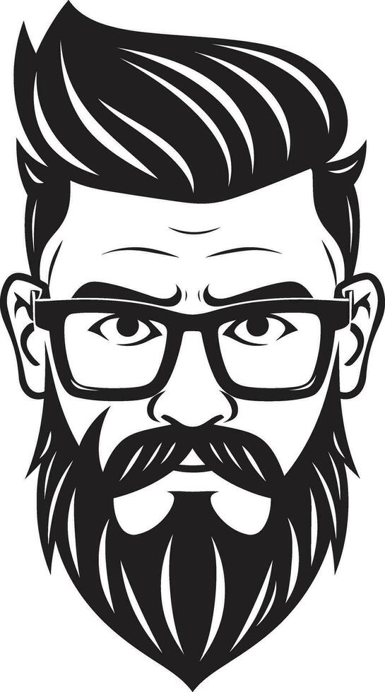 Hipster Chic Monochrome Vector Showcasing Bearded Eccentricity Artistic Trends Black Vector Tribute to Urban Vibes