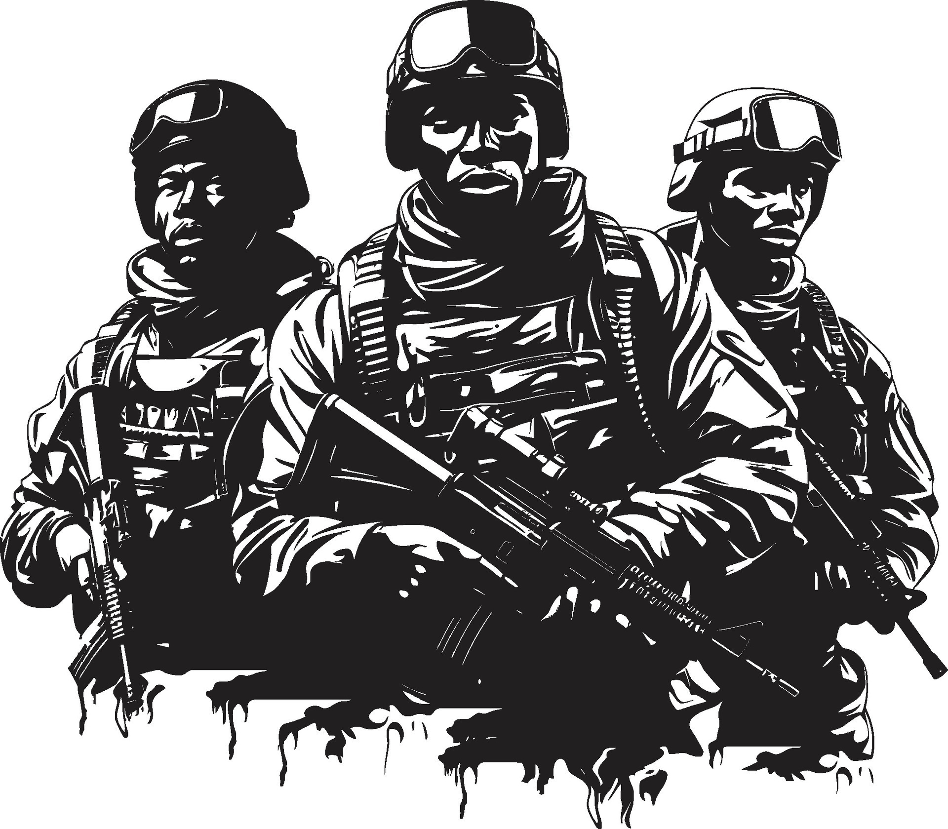 Militant Shadows Monochrome Vector Art Celebrating Armys Watch Resolute