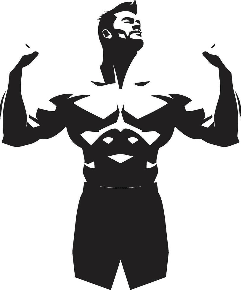 Defined Physique Monochromatic Vector of Muscular Form Muscle Showcase Black Vector Tribute to Bodybuilders Triumph