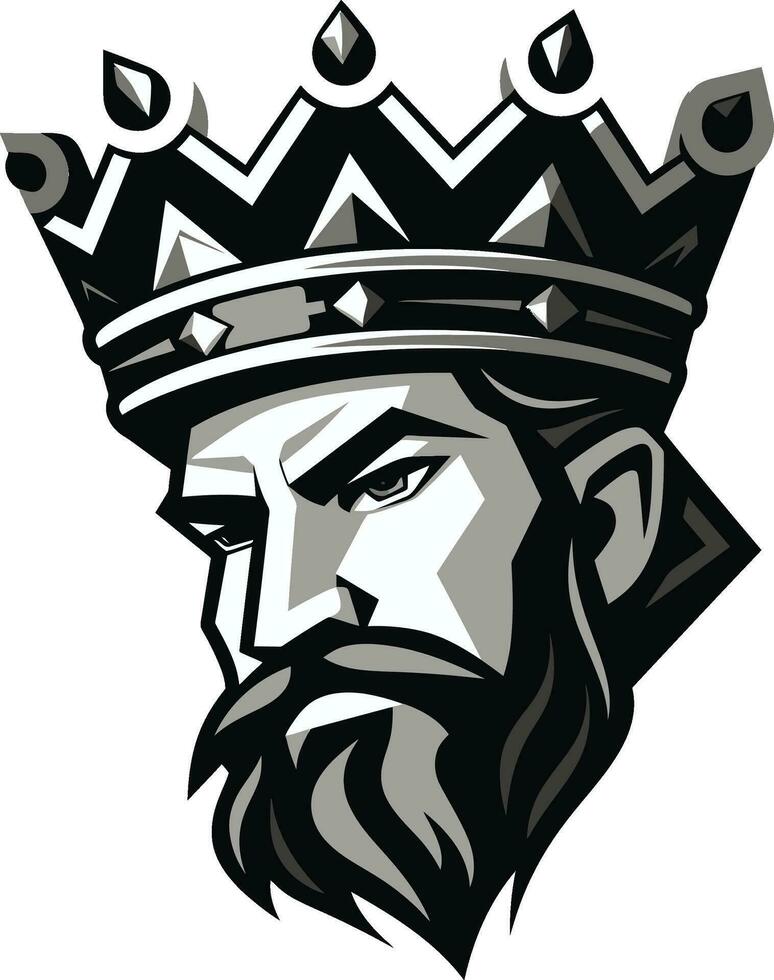 Imposing Monarch Monochromatic Vector Showcasing Royal Majesty Noble Demeanor Black Vector Portrait of Imperial Grace