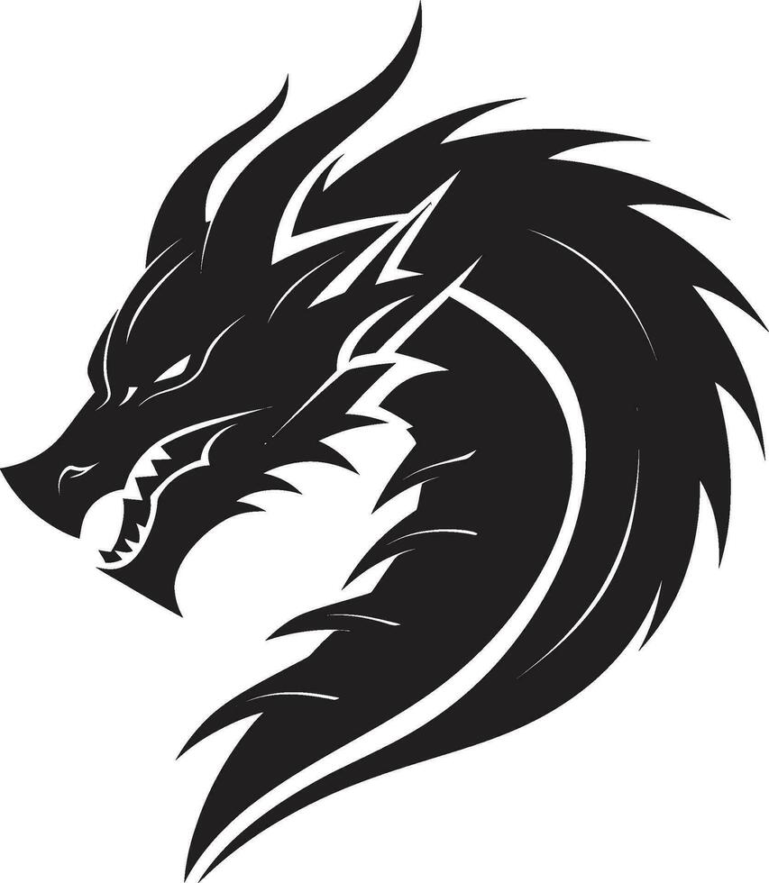 Ruthless Roar Monochromatic Dragons Vector Artistry Twilight Beast Black Vector Dragon in All Its Glory