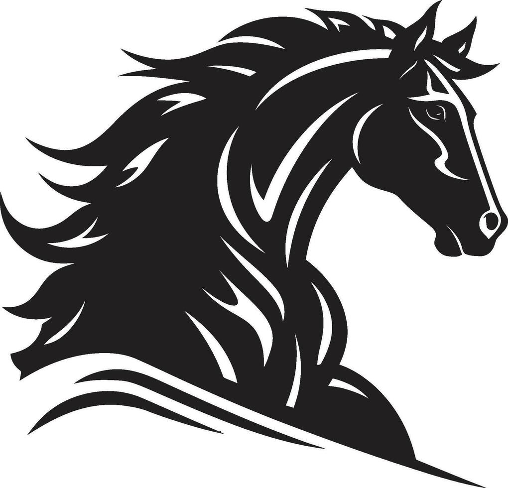 Champions Ride Black Vector Art Celebrating the Horses Triumph Noble Steed Monochrome Vector Portrait of Equine Nobility