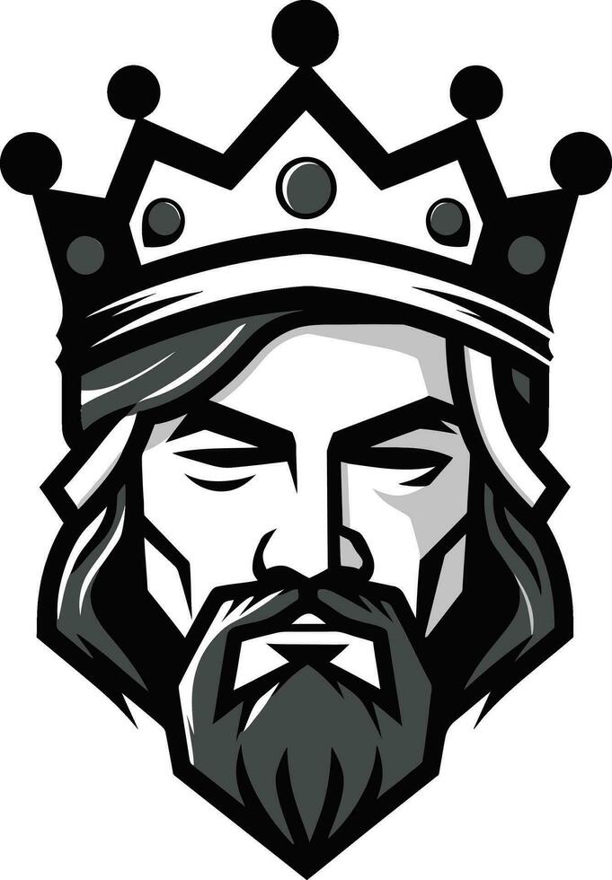 Majestic Monarch Monochrome Vector Portrait of Kingly Dignity Rulers Gaze Black Vector Art Celebrating Monarchic Authority