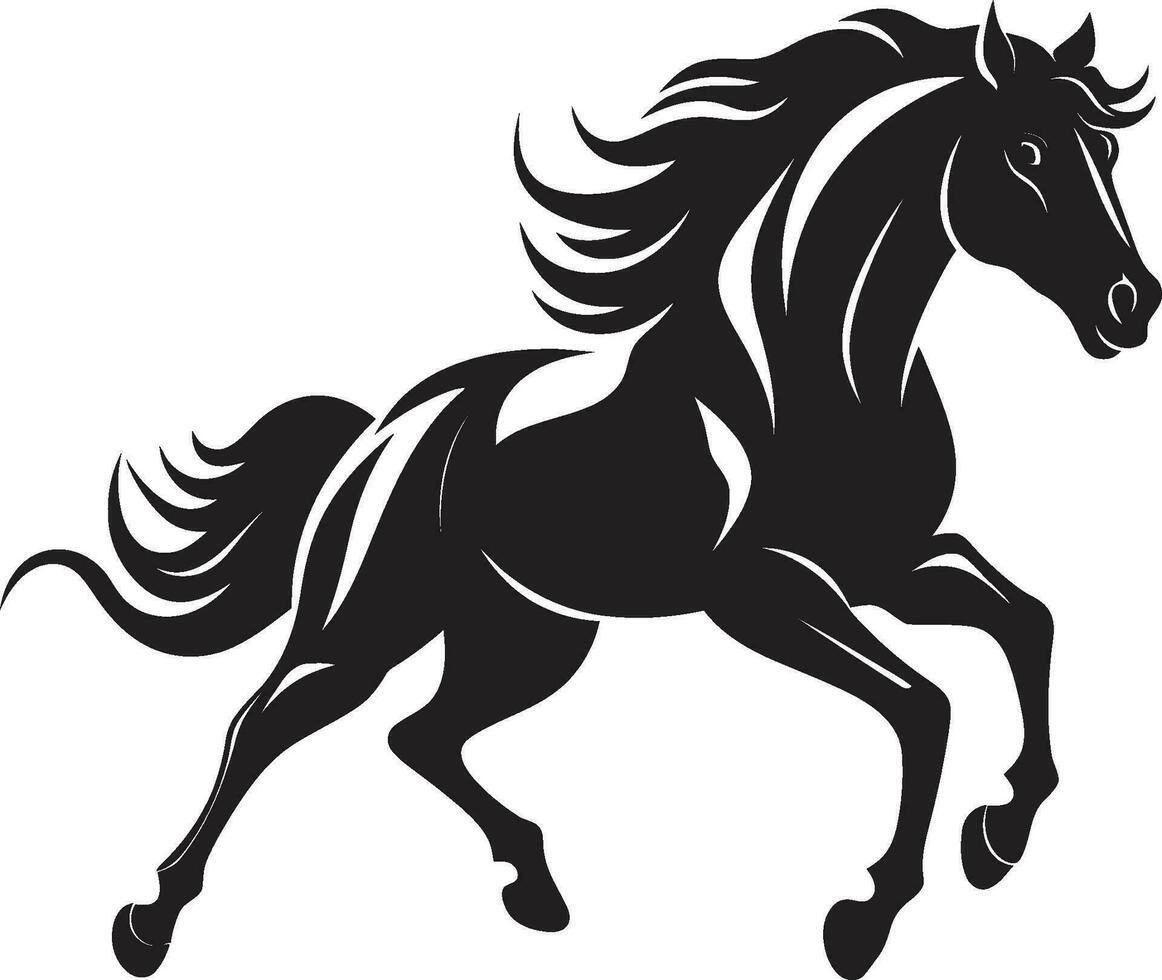 Stallions Strength Black Vector Tribute to Horsepower Hooves in Harmony Monochromatic Vector Showcasing Horses Splendor