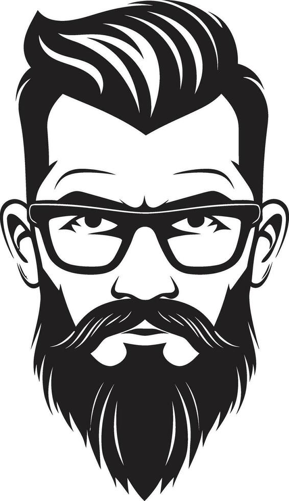 Coffee Shop Cool Black Vector Portrait of a Hipster Retro Revival Monochromatic Vector Depiction of Urban Trend