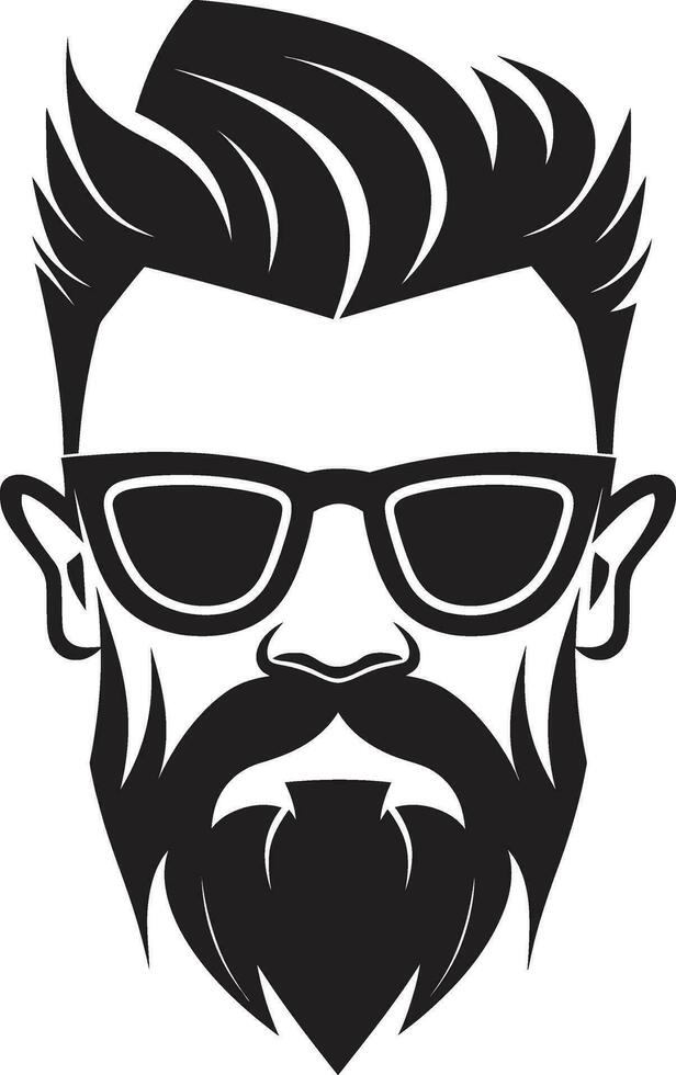 Hipster Icon Black Vector Showcasing Trendy Vibes Vintage Appeal Monochromatic Vector Tribute to Bearded Style