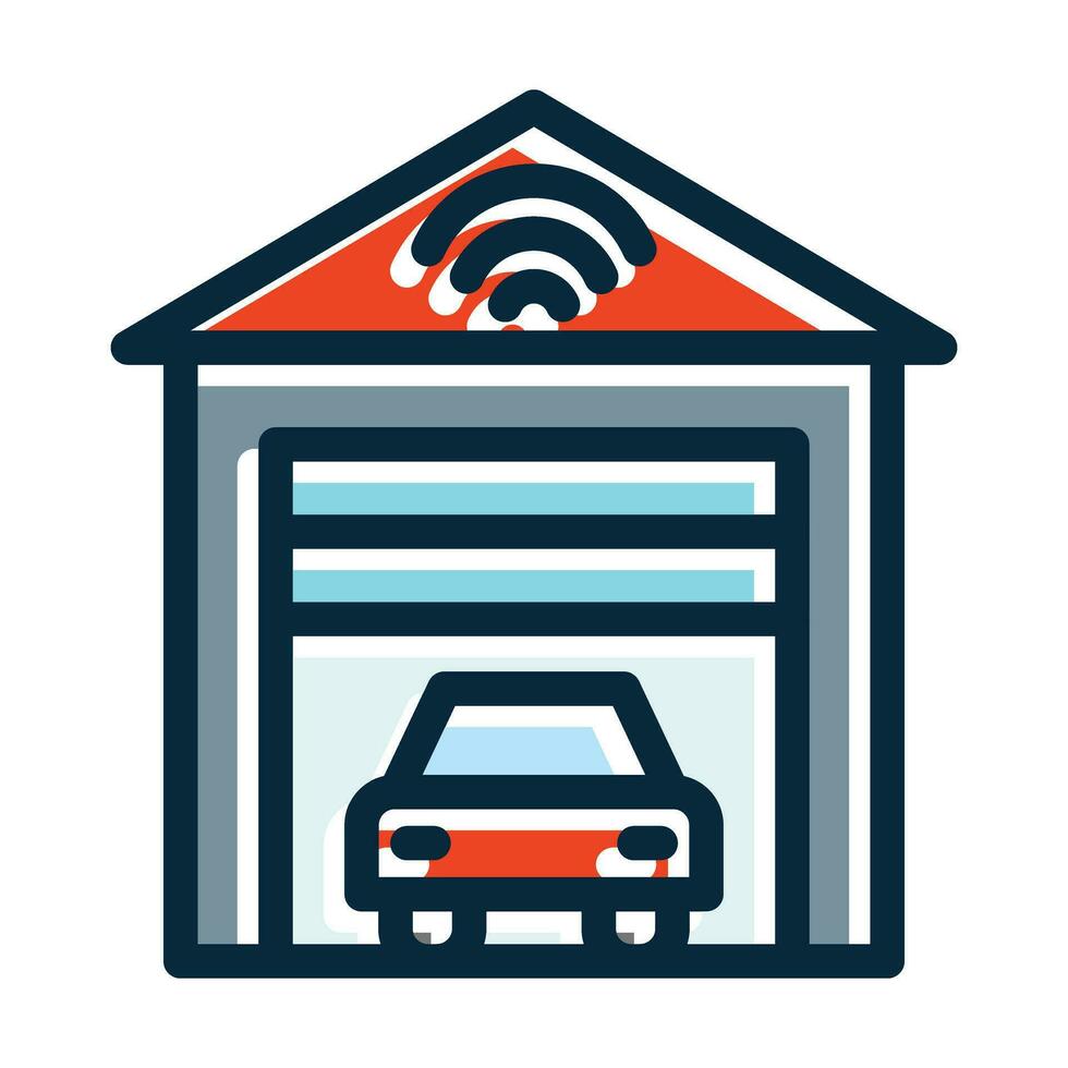 Smart Garage Vector Thick Line Filled Dark Colors Icons For Personal And Commercial Use.