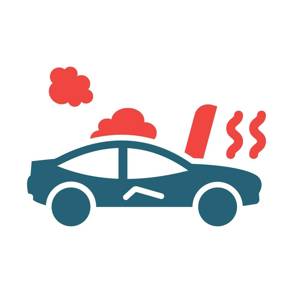 Broken Car Vector Glyph Two Color Icon For Personal And Commercial Use.