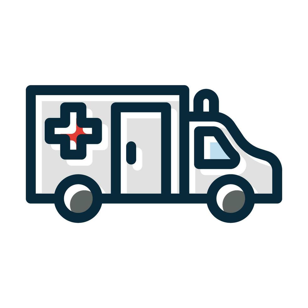 Ambulance Vector Thick Line Filled Dark Colors Icons For Personal And Commercial Use.