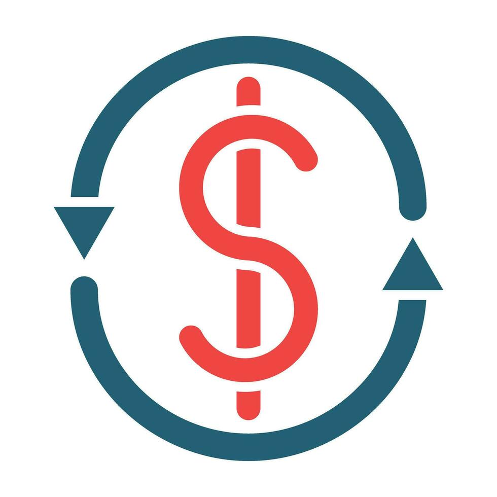 Cash Flow Vector Glyph Two Color Icon For Personal And Commercial Use.