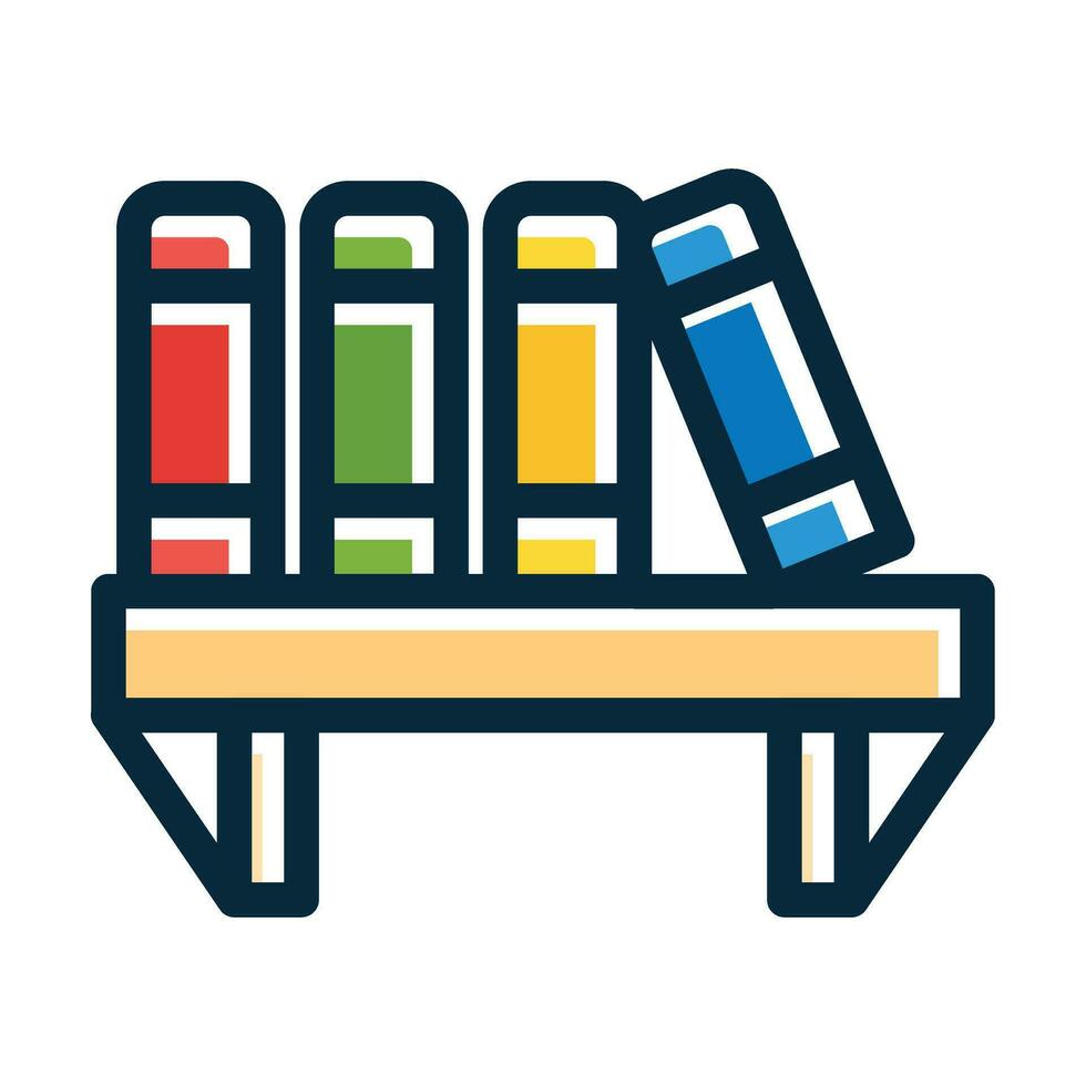 Bookshelf Vector Thick Line Filled Dark Colors Icons For Personal And Commercial Use.