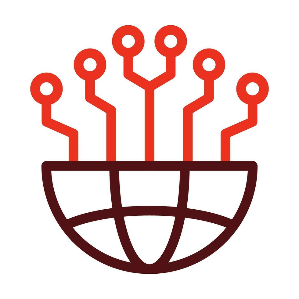 Global Network Vector Thick Line Two Color Icons For Personal And Commercial Use.