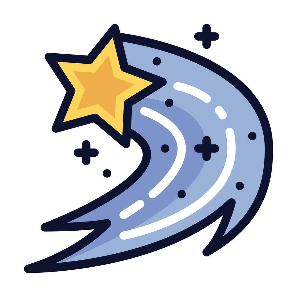 Shooting star filled line icon vector