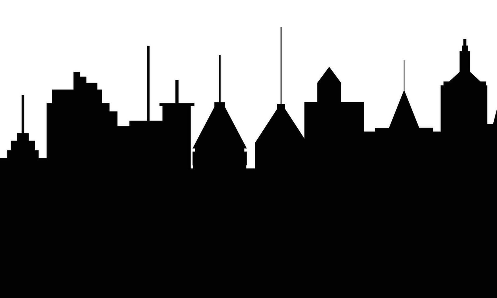 City silhouette. Skyscrapers background silhouette. Hand drawn vector illustration.