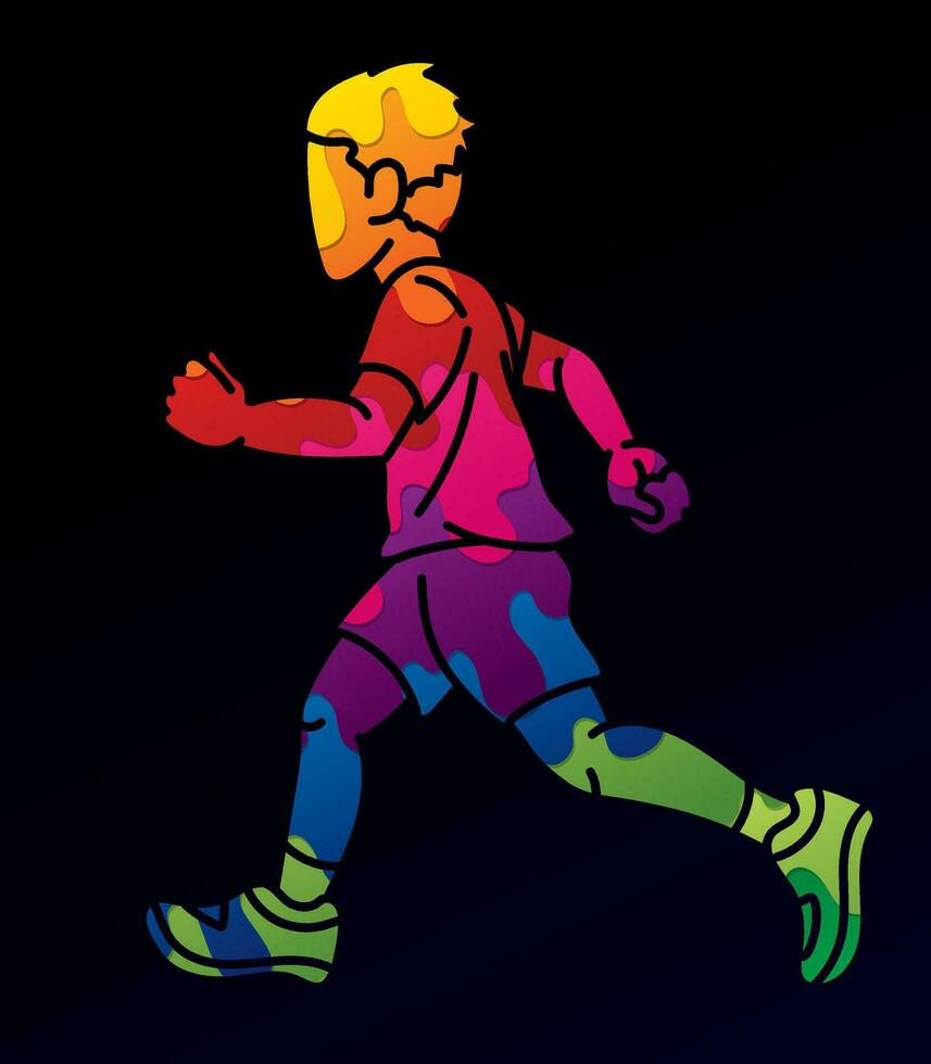 A Boy Start Running  Colorful Graffiti vector