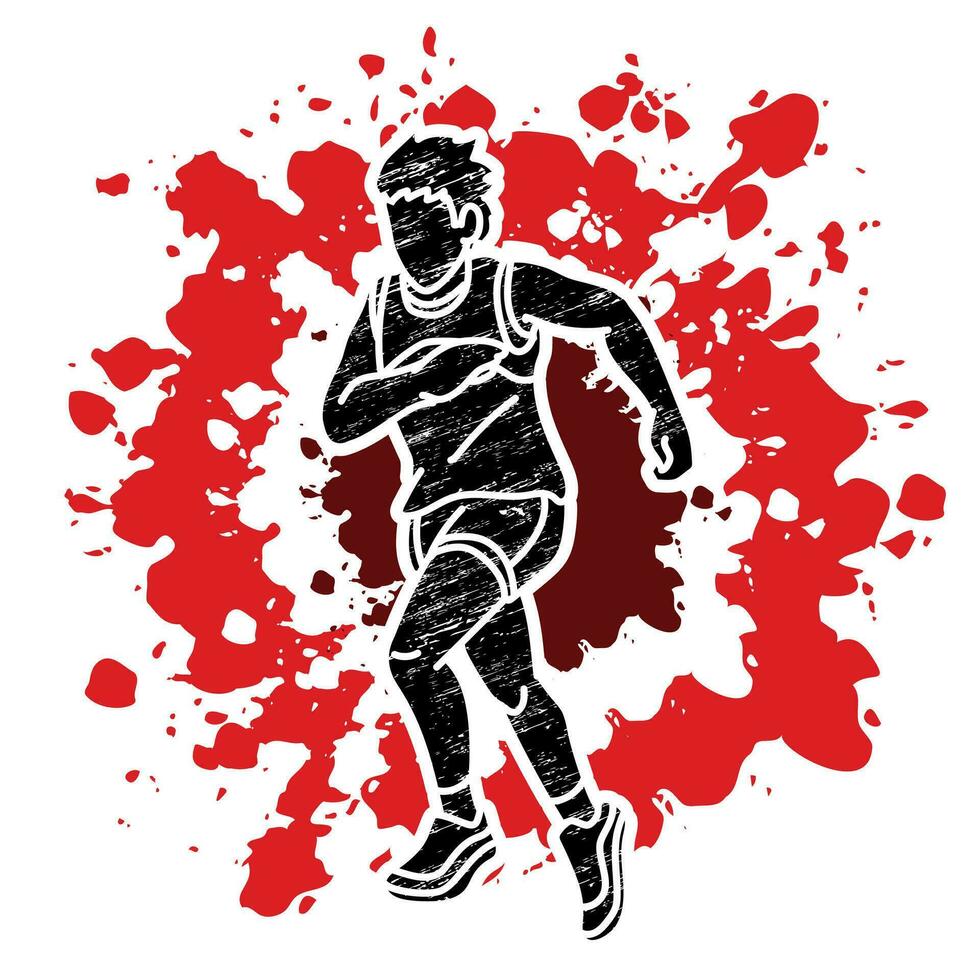 A Boy Start Running Action on Splash Background vector