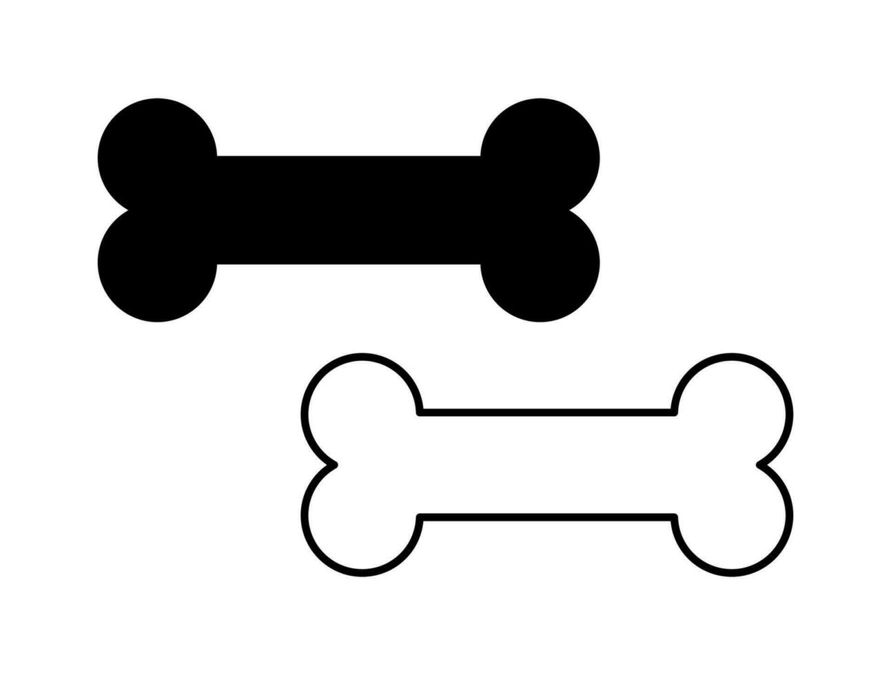 Dog Bone Icon, Simple Dog Bone Shape Silhouette vector