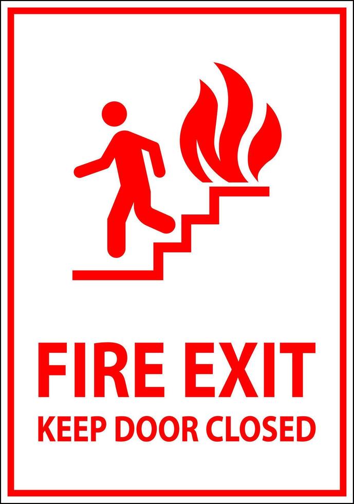 Warning Sign Fire Exit Keep Door Closed vector