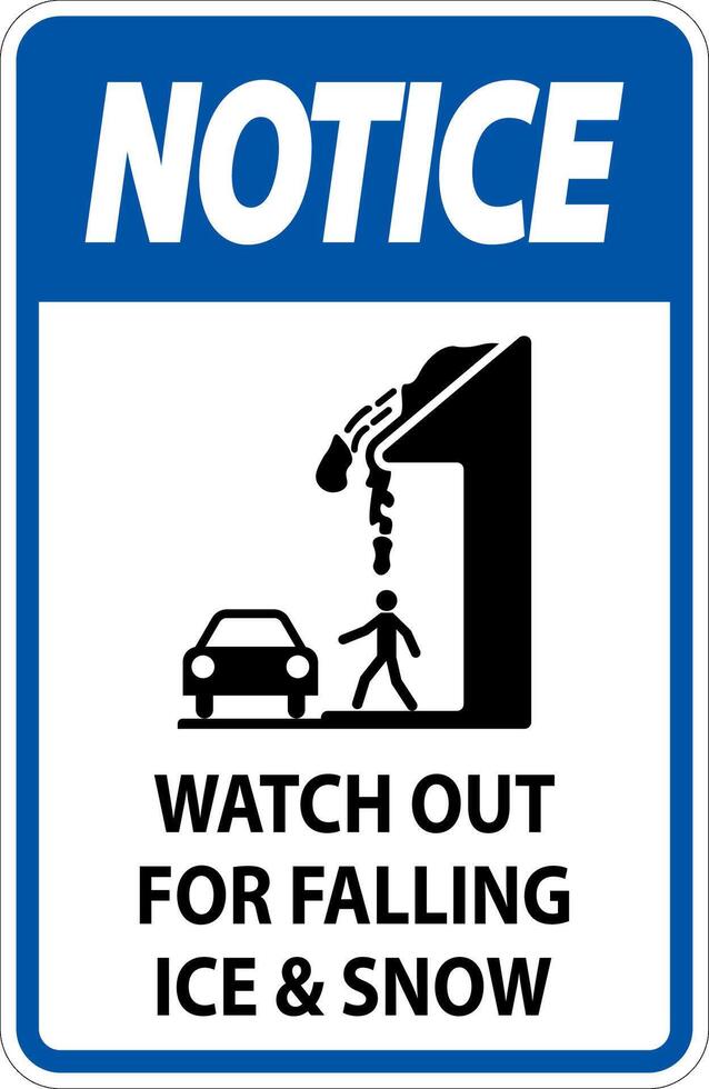 Notice Sign Watch Out For Falling Ice And Snow vector