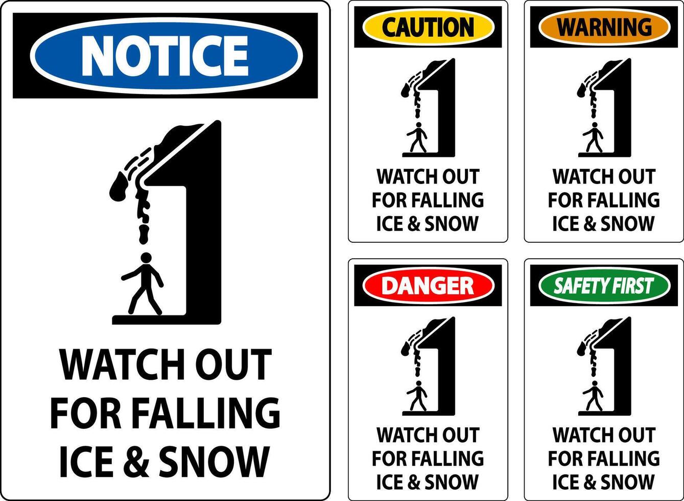 Caution Sign Watch Out For Falling Ice And Snow vector