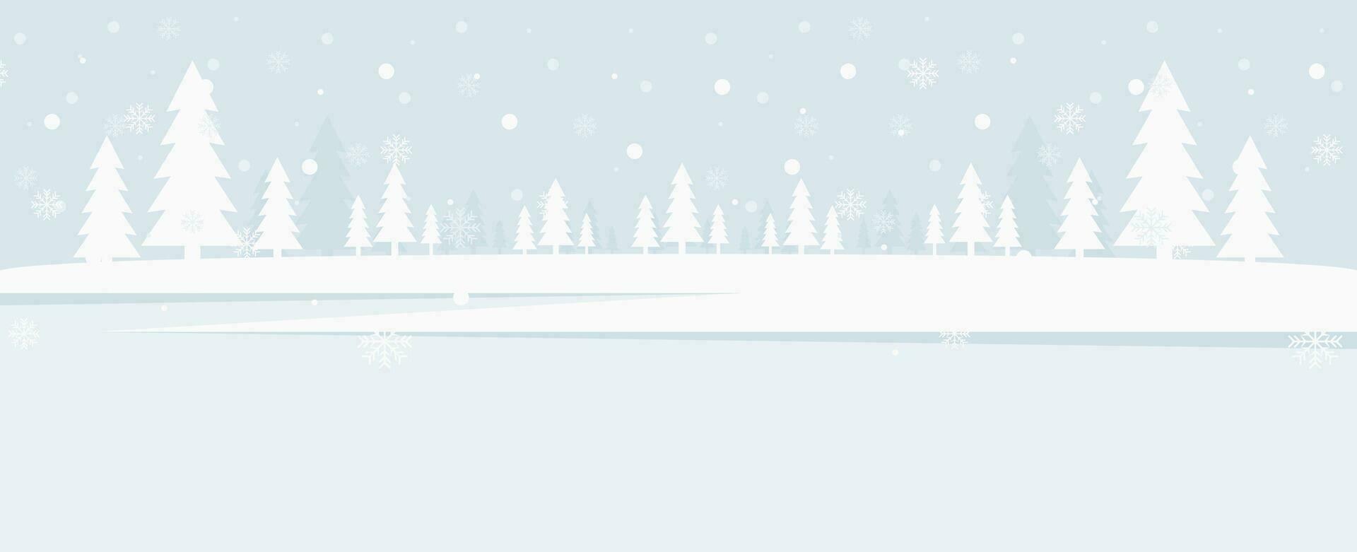 winter background landscape for banner, web poster, with snowy trees vector