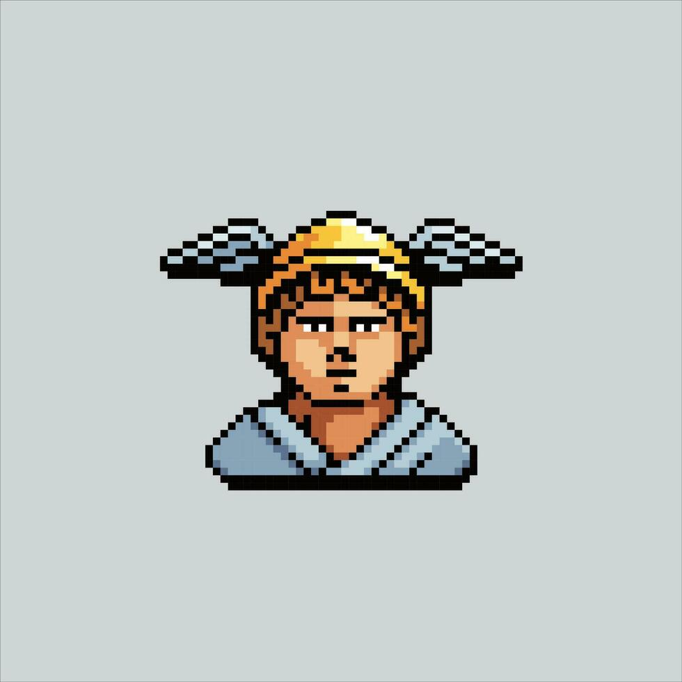 Pixel art illustration Hermes Mercury. Pixelated Greek Hermes. Greek Mythology Hermes pixelated for the pixel art game and icon for website and video game. old school retro. vector