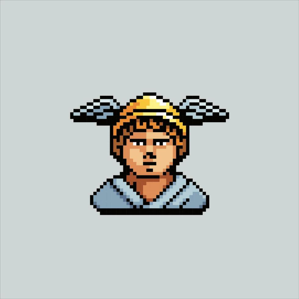 píxel Arte ilustración Hermes mercurio. pixelado griego Hermes. griego mitología Hermes pixelado para el píxel Arte juego y icono para sitio web y vídeo juego. antiguo colegio retro vector