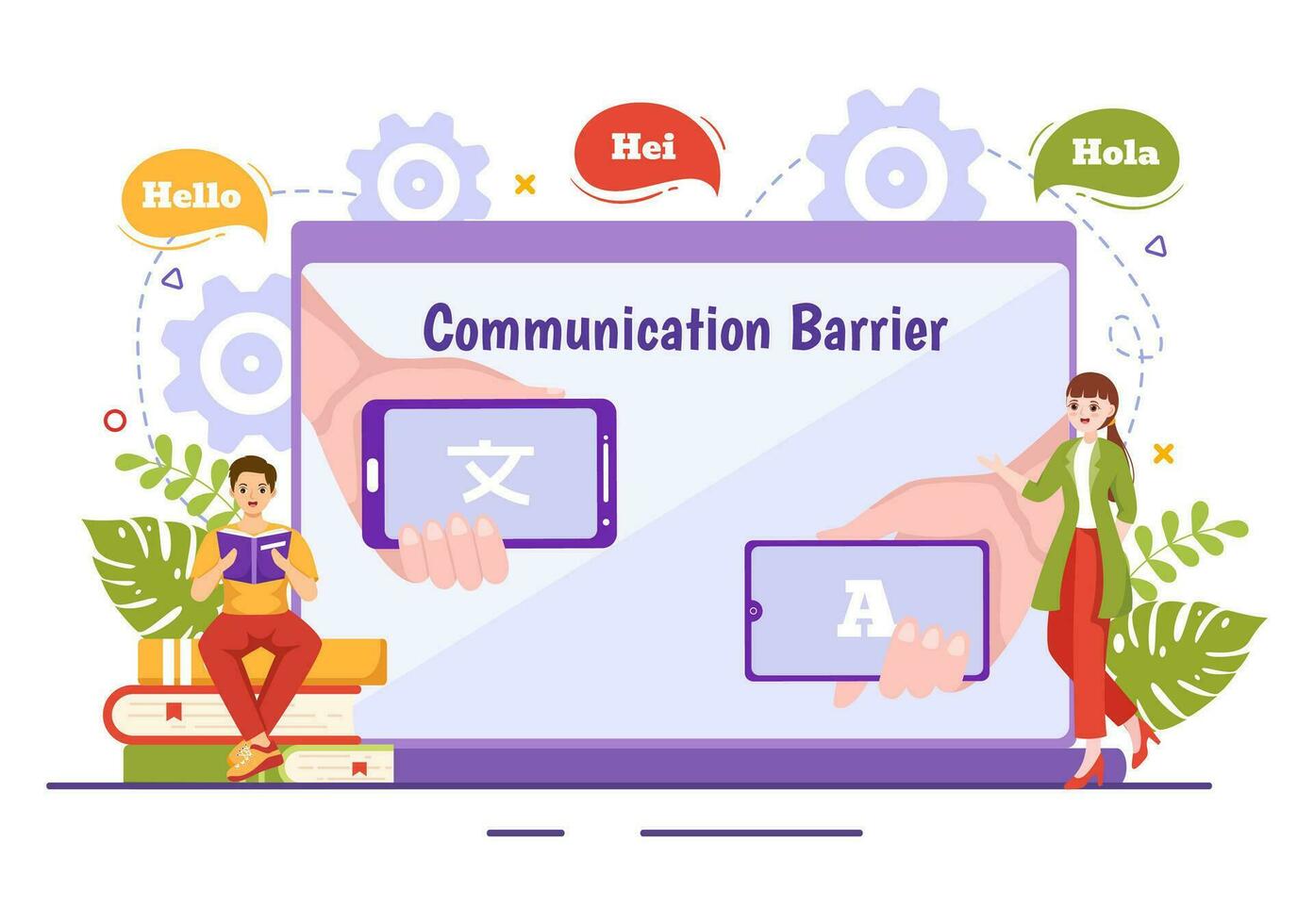 Communication Barrier Vector Illustration with Bad Communications, Disagreements and Problems to Misunderstanding Create Confusion in Flat Background