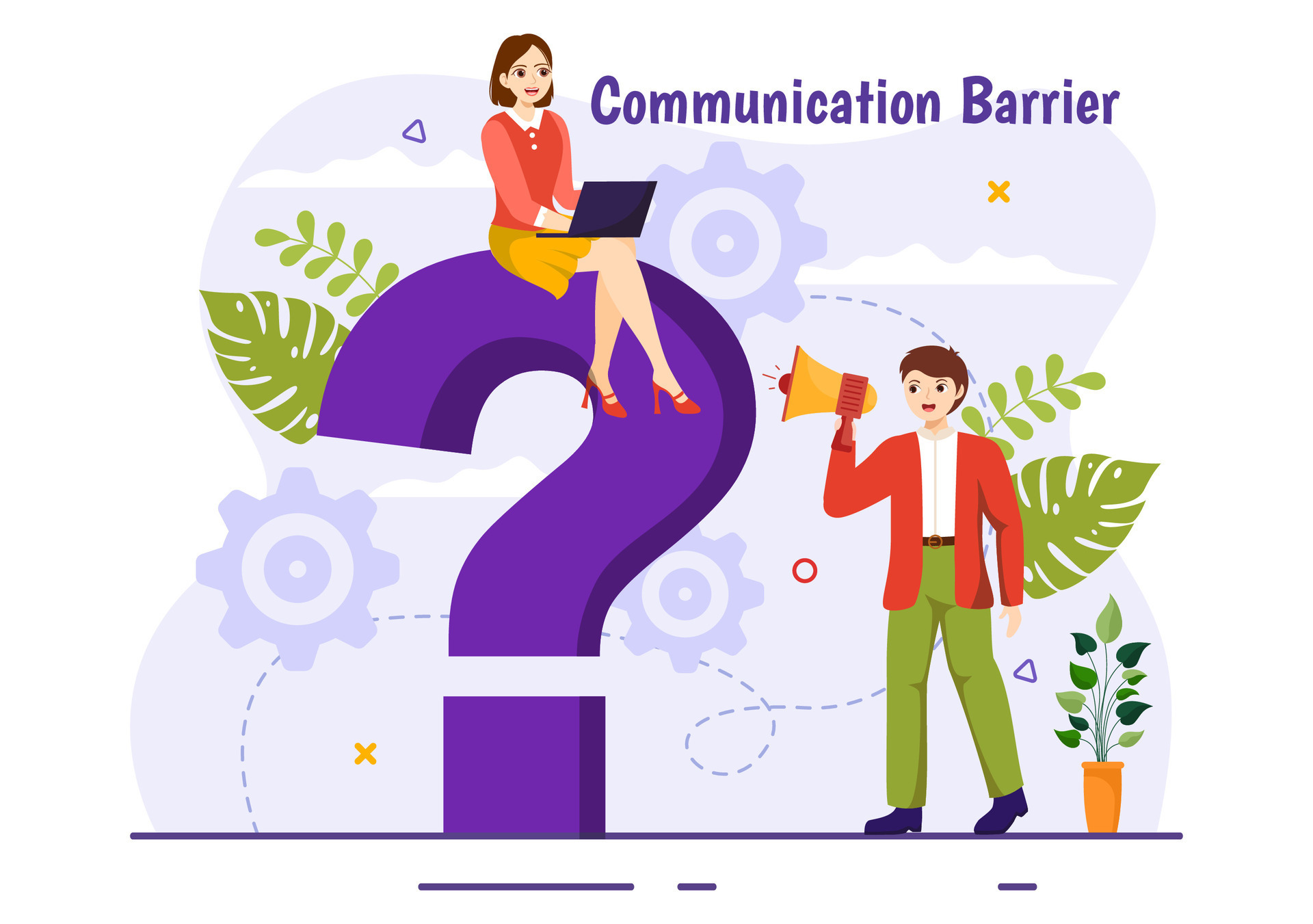 Communication Barrier Vector Illustration with Bad Communications ...