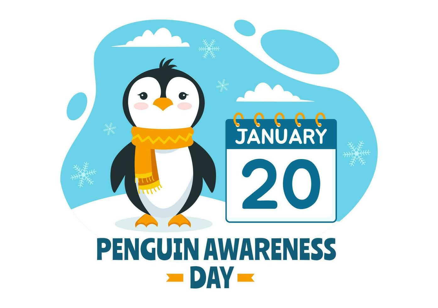 Penguin Awareness Day Vector Illustration on 20 January with Penguins and Iceberg to Conserve Animals in Flat Cartoon Background Design