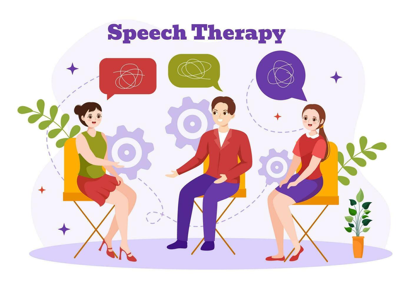 Speech Therapy Vector Illustration with Kids Training Basic Language Skills and Articulation Problem in Education Flat Cartoon Background Templates
