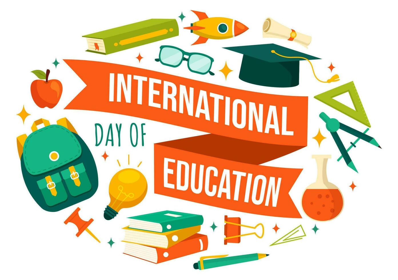 International Education Day Vector Illustration on 24 January with Student, Earth Globe and